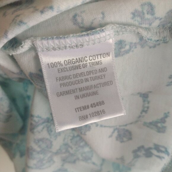 Garnet Hill Green Floral Organic Cotton T Shirt XL Lightweight Loungewear Top - Picture 8 of 9